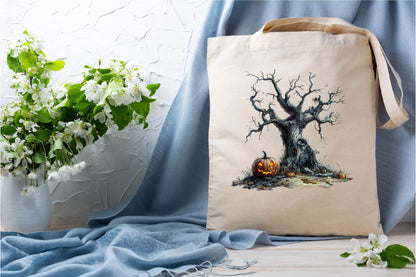 24 Halloween Scary Tree Clipart PNG Bundle