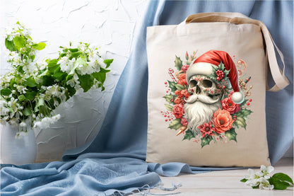 31 Christmas Santa Floral Skull Clipart Bundle