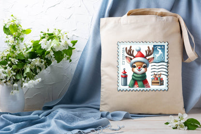24 Christmas Reindeer Postage Stamps PNG Bundle