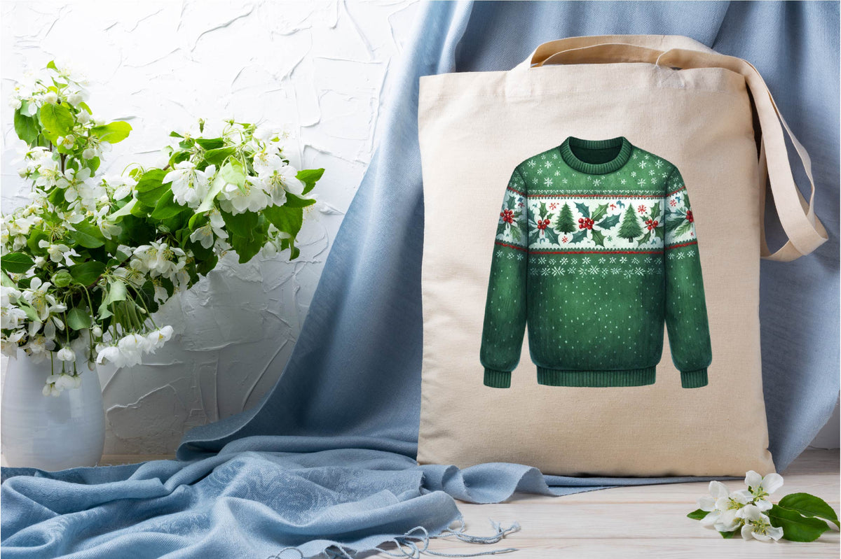 26 Christmas Green Sweater Clipart Bundle