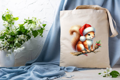 Christmas Squirrel Watercolor Clipart PNG Bundle