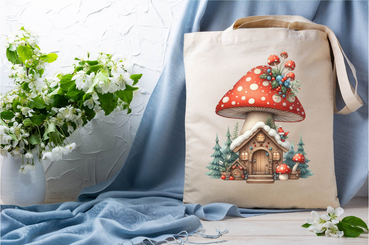 29 Christmas Mushroom House Clipart Bundle