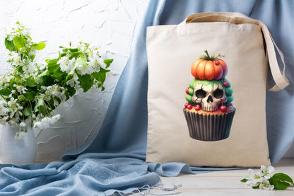 Halloween Cupcake Watercolor Clipart PNG Bundle