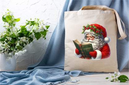 30 Christmas Santa Claus With Book Clipart PNG Bundle