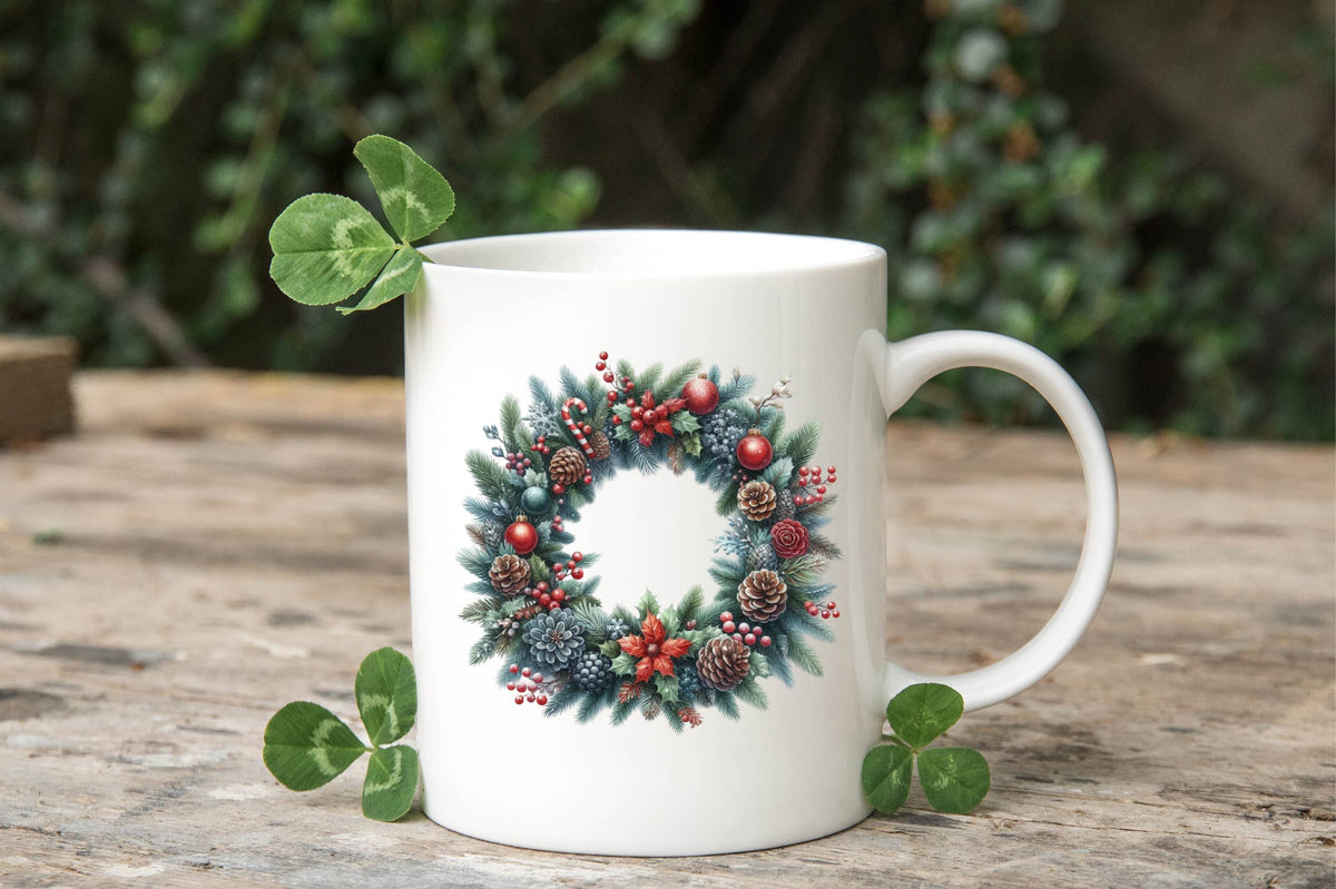 Christmas Wreath Watercolor Clipart PNG Bundle