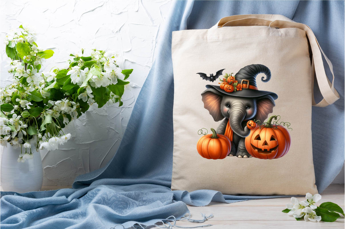 30 Halloween Elephant Clipart Bundle PNG, Cute Spooky Elephant Pumpkin Halloween Sublimation