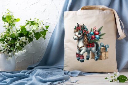 Christmas Horse Watercolor Clipart PNG Bundle