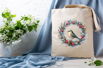 Christmas Bird Wreath Clipart Bundle 34 Winter Bird PNG Designs