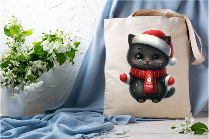 36 Christmas Black Cat Clipart Bundle
