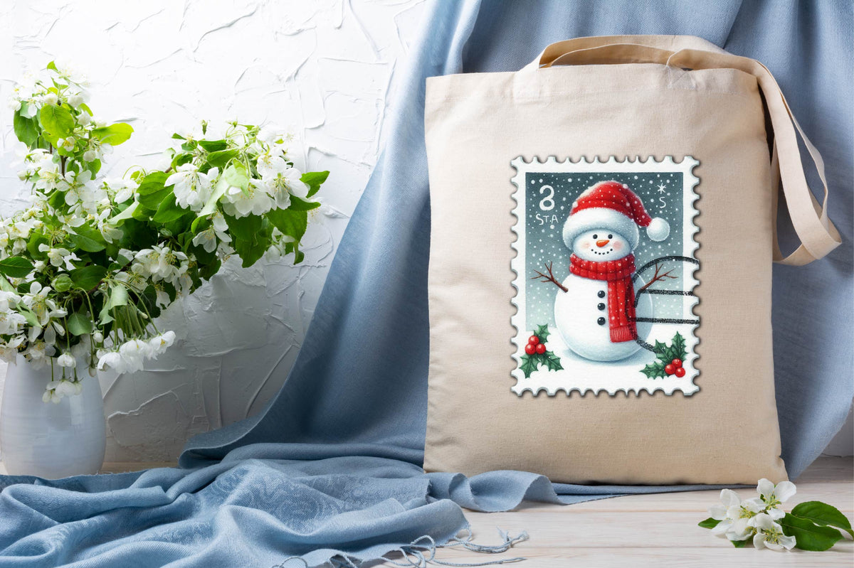 30 Christmas Snowman Postage Stamp Clipart Bundle