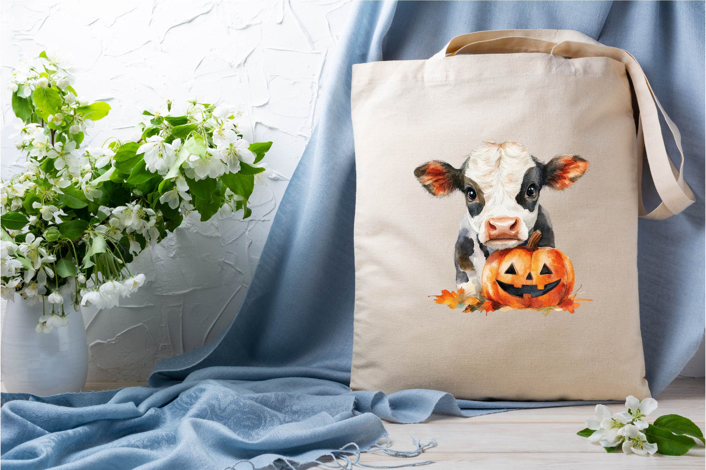 26 Halloween Cute Baby Cow Clipart Bundle