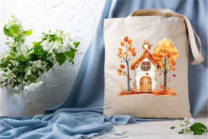 Autumn Owl House Clipart Bundle 21 Fall Owl House Designs