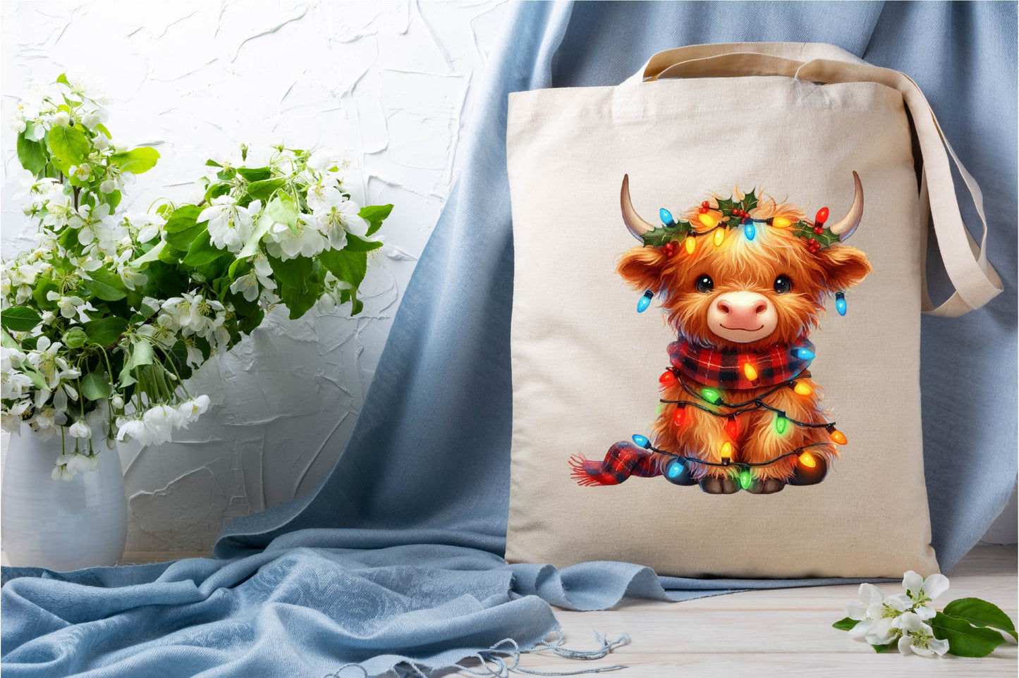 31 Christmas Highland Cow Clipart Bundle