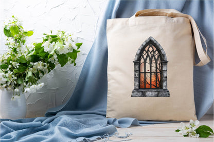 25 Halloween Gothic Window Clipart Bundle