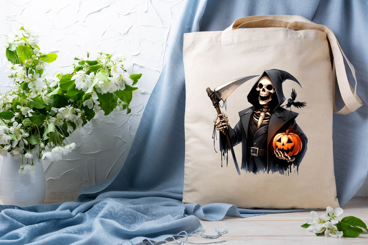 Halloween Funny Reaper Skull Watercolor PNG Bundle