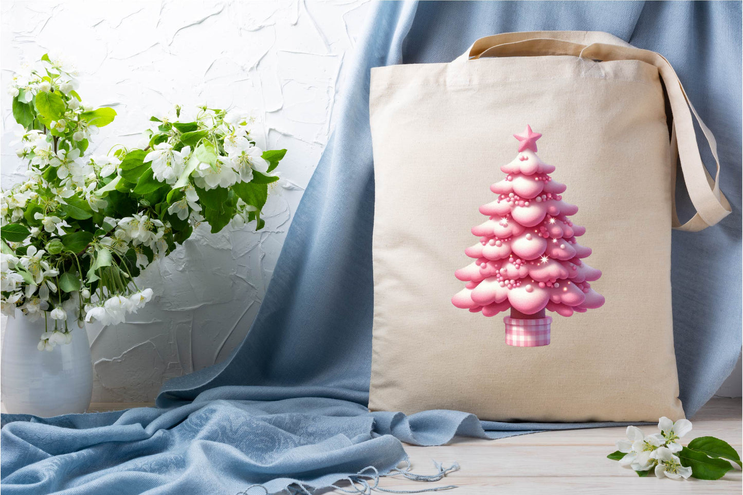 25 Christmas Pink Tree Clipart Bundle