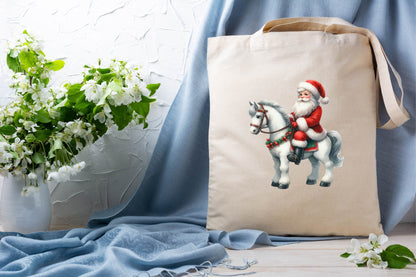 Christmas Santa Riding Horse Watercolor PNG Bundle