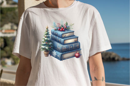 Christmas Blue Books Clipart Bundle 28 Winter Book Designs