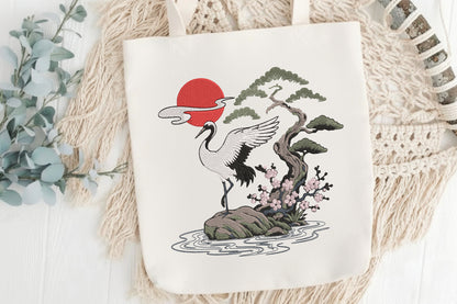 Crane Embroidery Design – Elegant Crane Bird Machine Embroidery Pattern, Beautiful Nature & Wildlife Embroidery Design