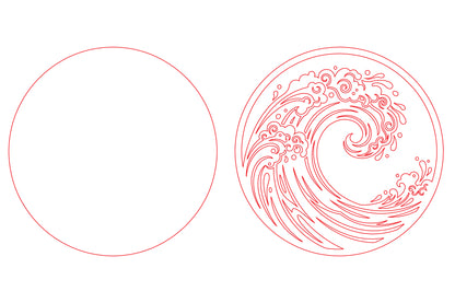 Japanese Ocean Wave Round Laser Cut SVG