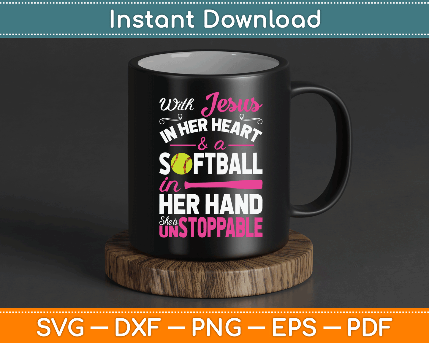 Jesus In Her Heart Softball Hand Funny Pitcher SVG Digital Cutting File