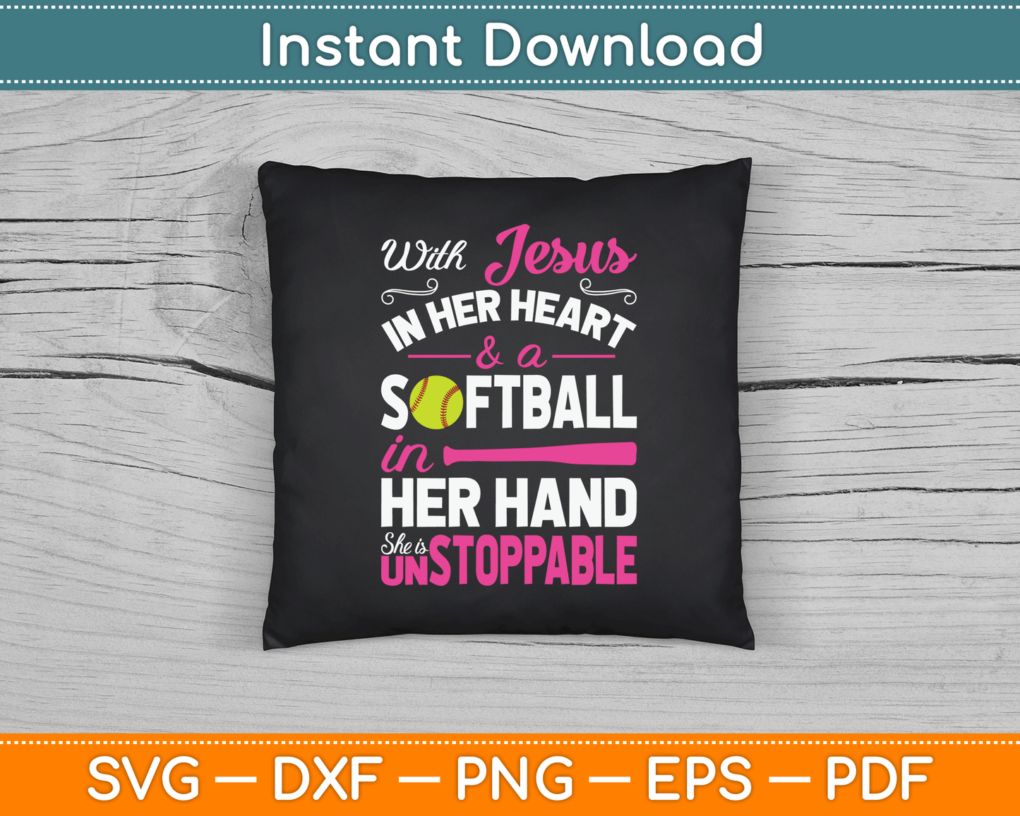 Jesus In Her Heart Softball Hand Funny Pitcher SVG Digital Cutting File