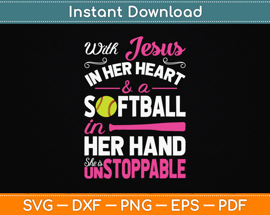 Jesus In Her Heart Softball Hand Funny Pitcher SVG Digital Cutting File