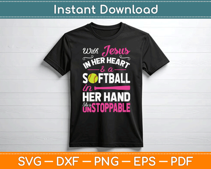 Jesus In Her Heart Softball Hand Funny Pitcher SVG Digital Cutting File