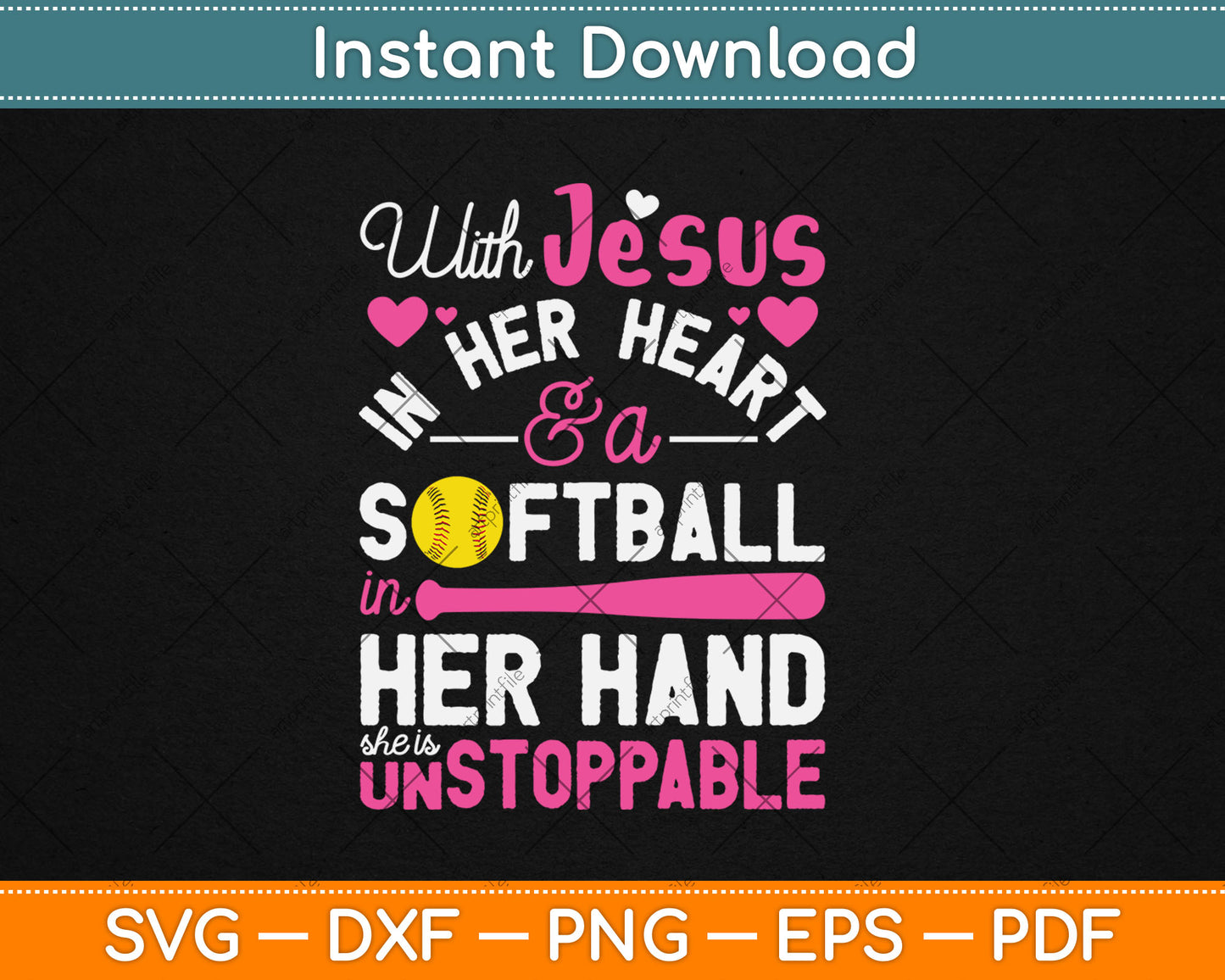 Jesus In Her Heart Softball Hand Funny Pitcher Gift For Her Svg Digital Cutting File
