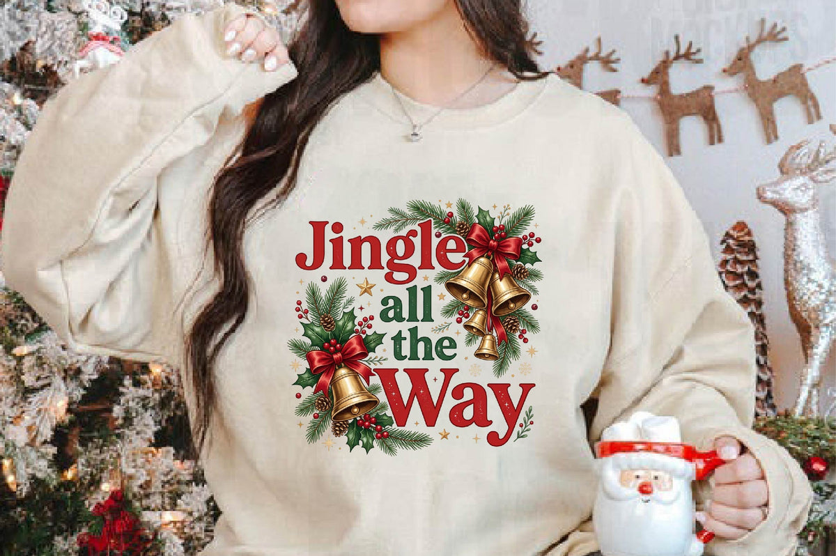 Jingle All The Way Christmas PNG, Christmas Bells Sublimation Design, Holiday Shirt PNG, Festive Christmas Digital Download
