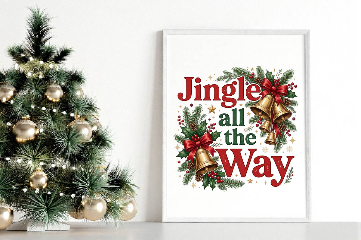 Jingle All The Way Christmas PNG, Christmas Bells Sublimation Design, Holiday Shirt PNG, Festive Christmas Digital Download