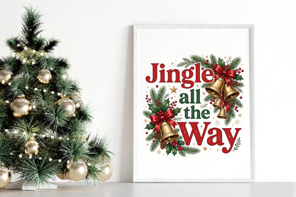 Jingle All The Way Christmas PNG, Christmas Bells Sublimation Design, Holiday Shirt PNG, Festive Christmas Digital Download
