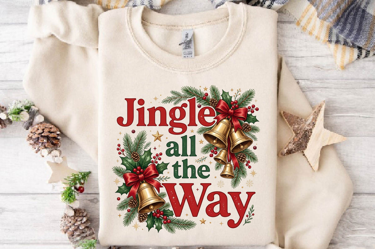 Jingle All The Way Christmas PNG, Christmas Bells Sublimation Design, Holiday Shirt PNG, Festive Christmas Digital Download