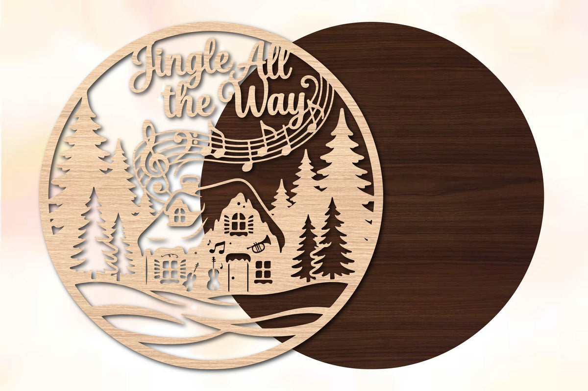 Jingle All the Way Christmas Cabin Laser Cut SVG