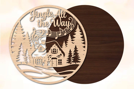 Jingle All the Way Christmas Cabin Laser Cut SVG