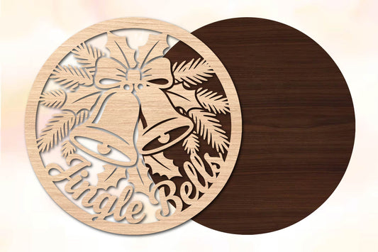 Jingle Bell Christmas Wreath Laser Cut SVG