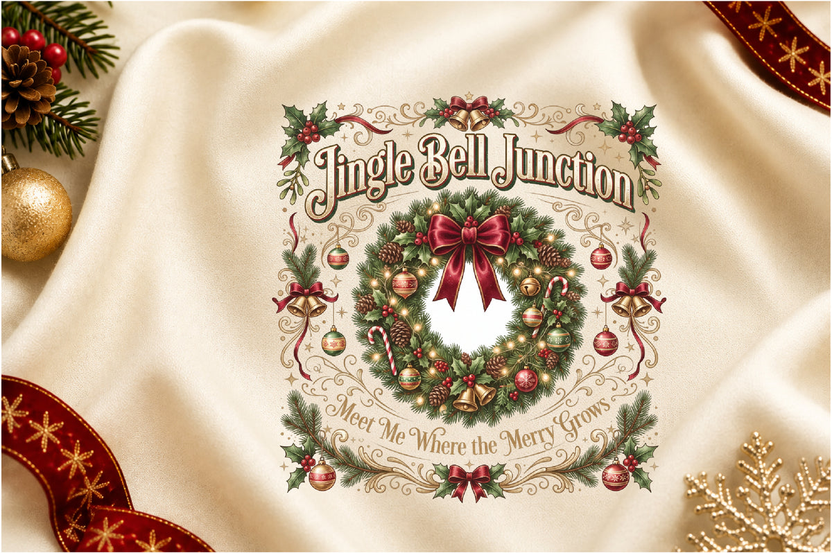 Jingle Bell Junction Christmas Wreath PNG