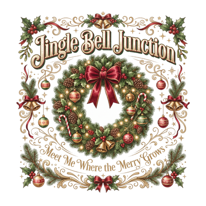 Jingle Bell Junction Christmas Wreath PNG
