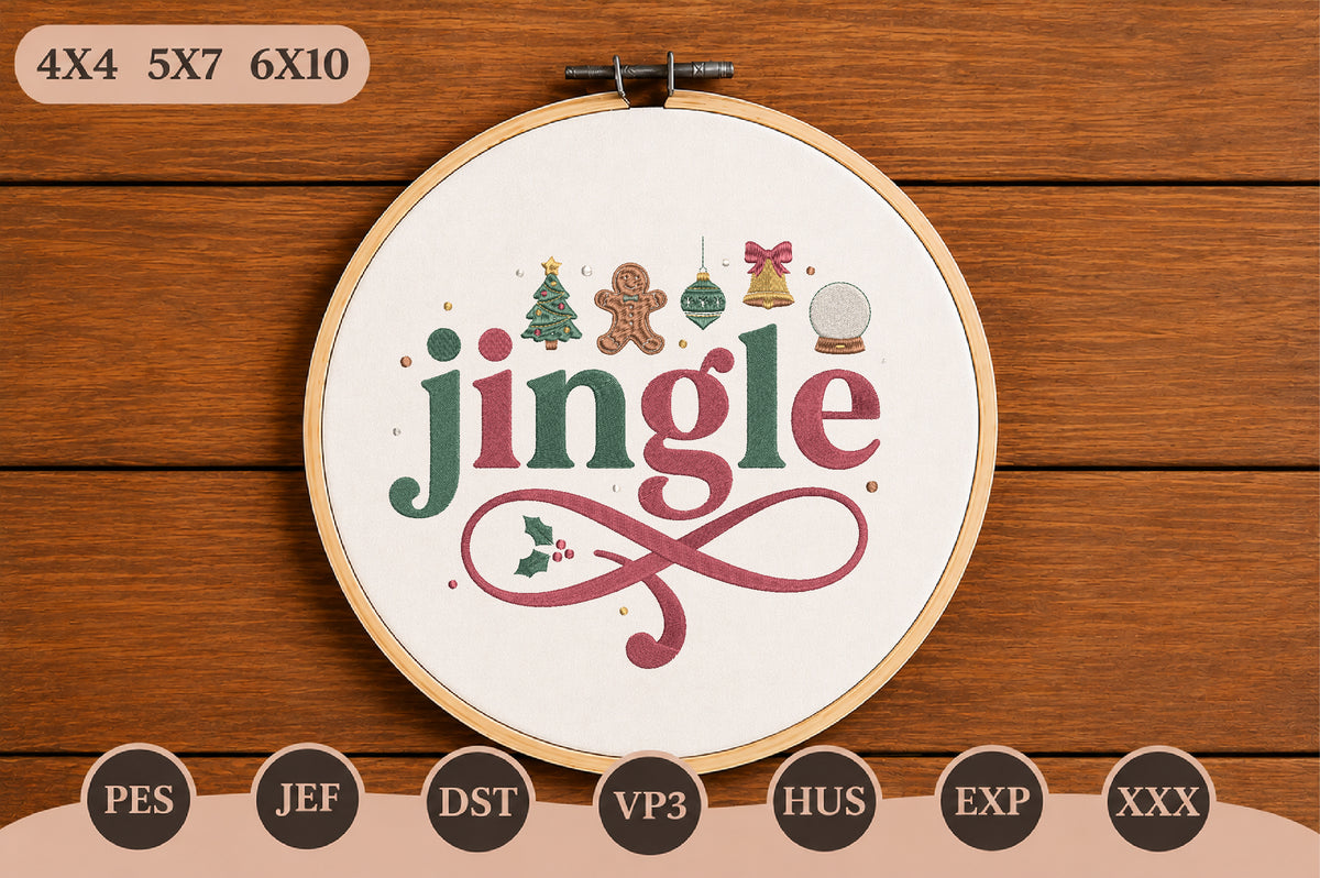 Jingle Christmas Embroidery Design