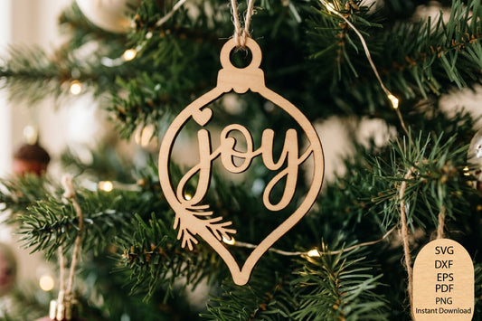 Joy Christmas Ornament Laser Cut SVG, Christmas Joy Ornament Cut File
