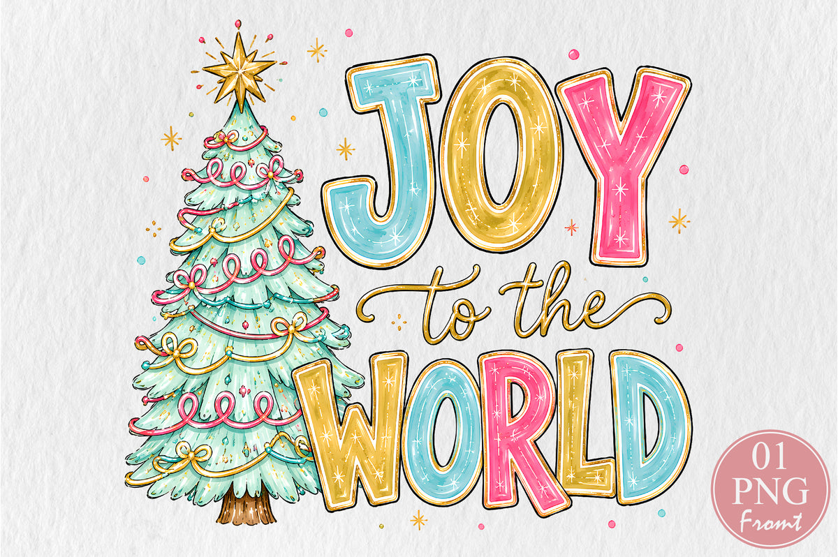 Joy To The World Christmas Tree PNG Sublimation Design