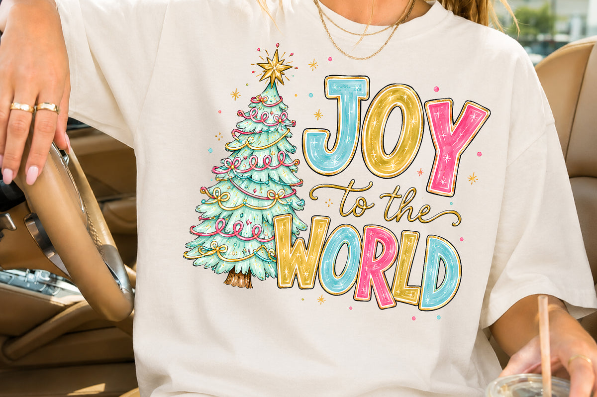 Joy To The World Christmas Tree PNG Sublimation Design