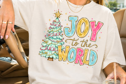 Joy To The World Christmas Tree PNG Sublimation Design