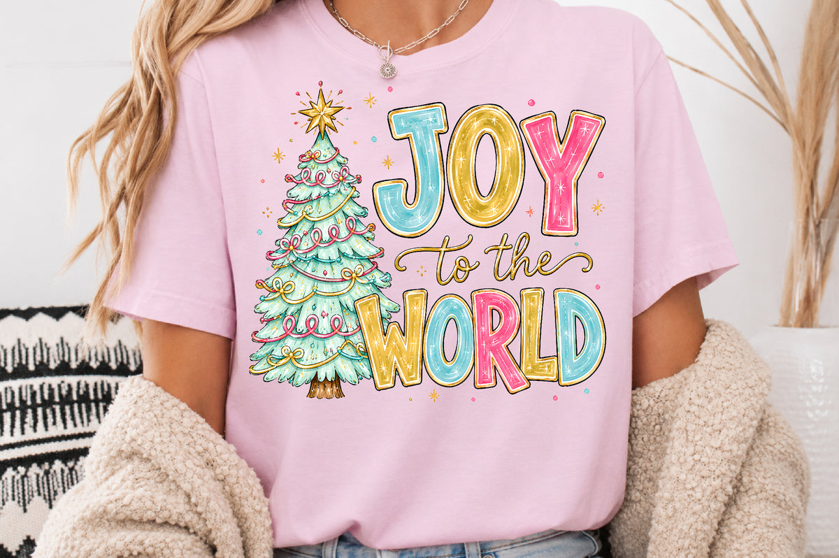Joy To The World Christmas Tree PNG Sublimation Design