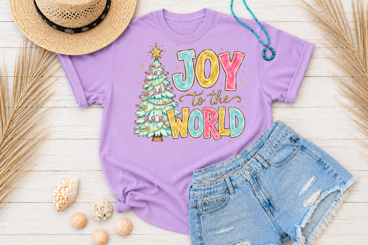 Joy To The World Christmas Tree PNG Sublimation Design