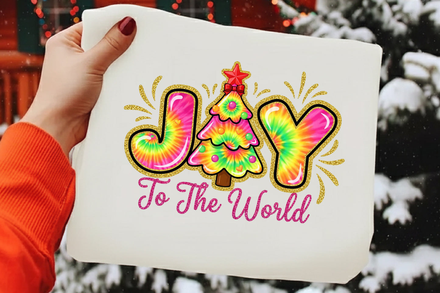 Joy To The World Christmas Tree PNG Design