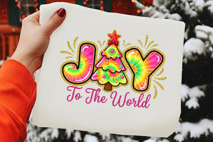 Joy To The World Christmas Tree Sublimation PNG