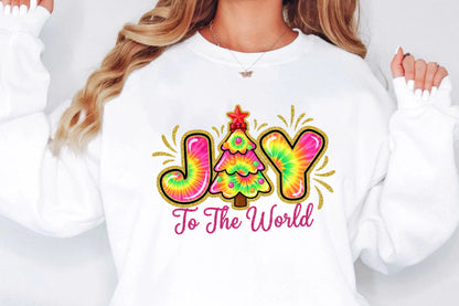 Joy To The World Christmas Tree Sublimation PNG