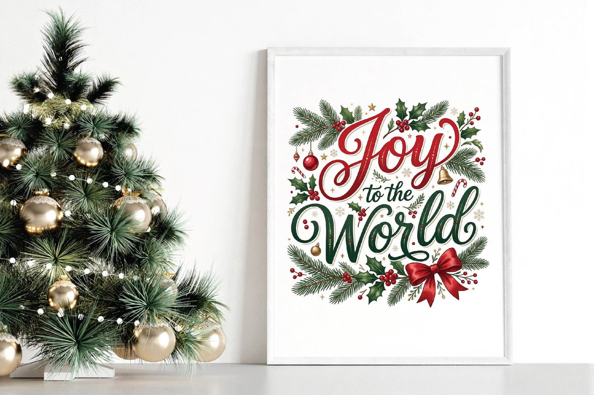 Joy to the World Christmas PNG, Holiday Sublimation Design, Christmas Shirt PNG, Festive Holly Berry Digital Download