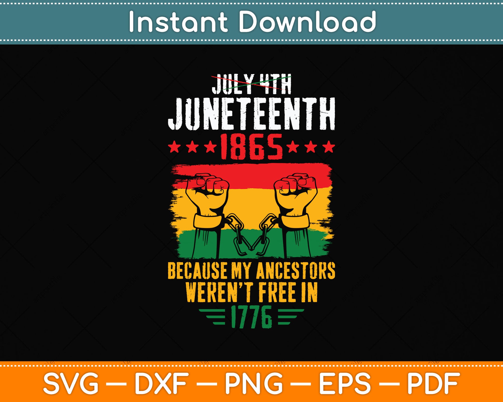 July 4th Juneteenth 1865 Ancestors Black African American Svg Digital Cutting File